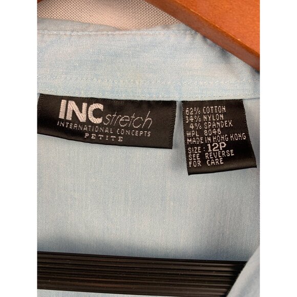 INC Stretch Womens Petite Button-Up Short Sleeve Shirt - Picture 3 of 5